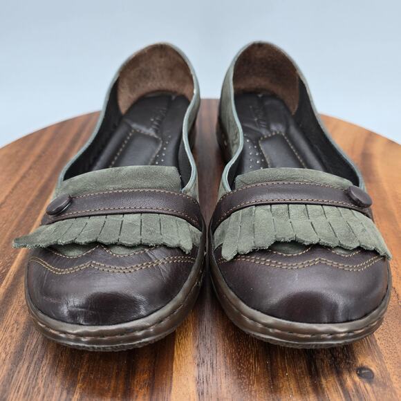 Born Flats Women's 7 M Dark Gray Leather Kiltie Slip On Comfort Loafer Shoes - Picture 3 of 7